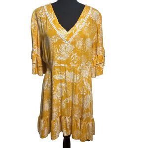Label of Love Yellow Floral Dress Tunic Women's Size Medium